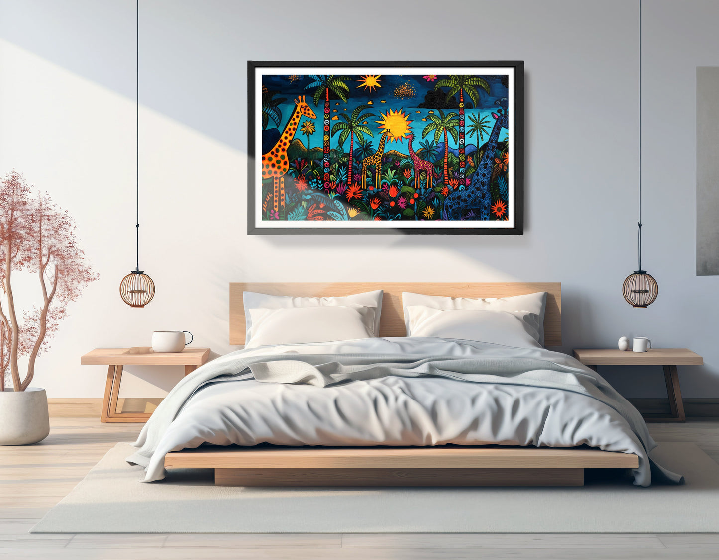 Giraffe Palm Tree Safari Caribbean wall art view 69