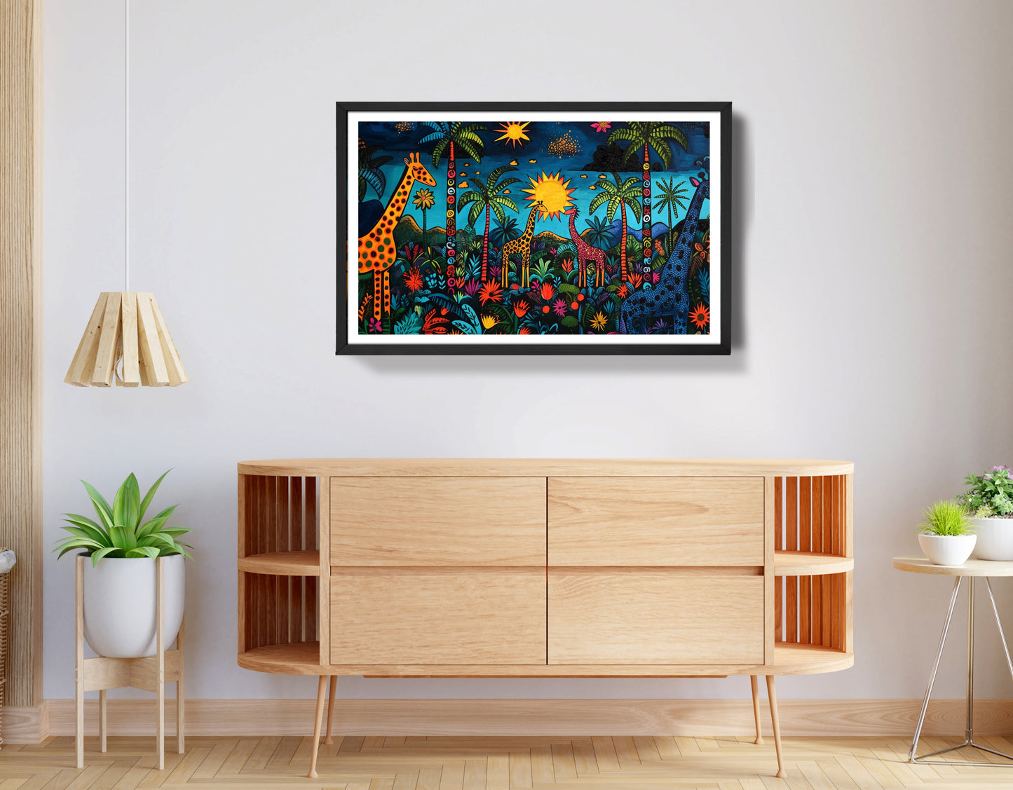 Giraffe Palm Tree Safari Caribbean wall art view 68