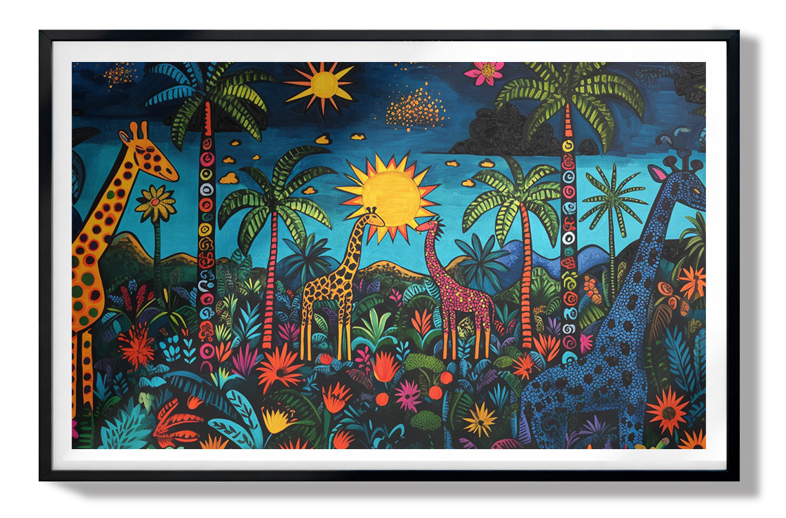 Giraffe Palm Tree Safari Caribbean wall art view 67