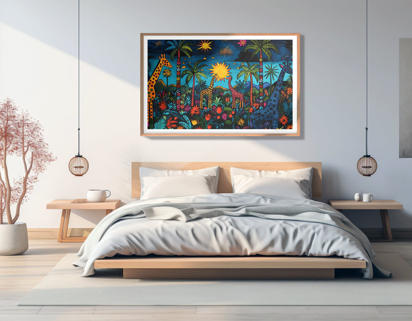 Giraffe Palm Tree Safari Caribbean wall art view 81