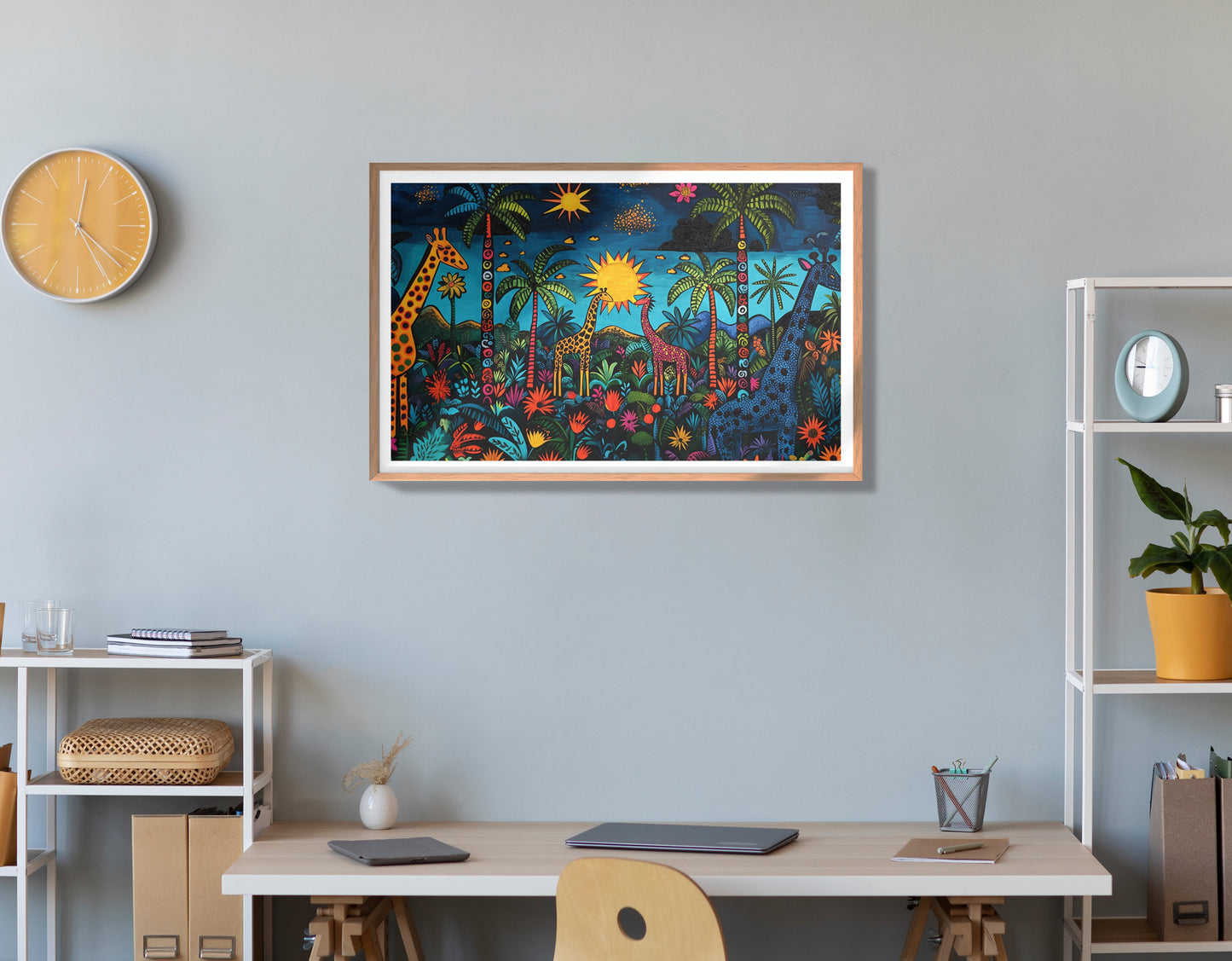 Giraffe Palm Tree Safari Caribbean wall art view 84