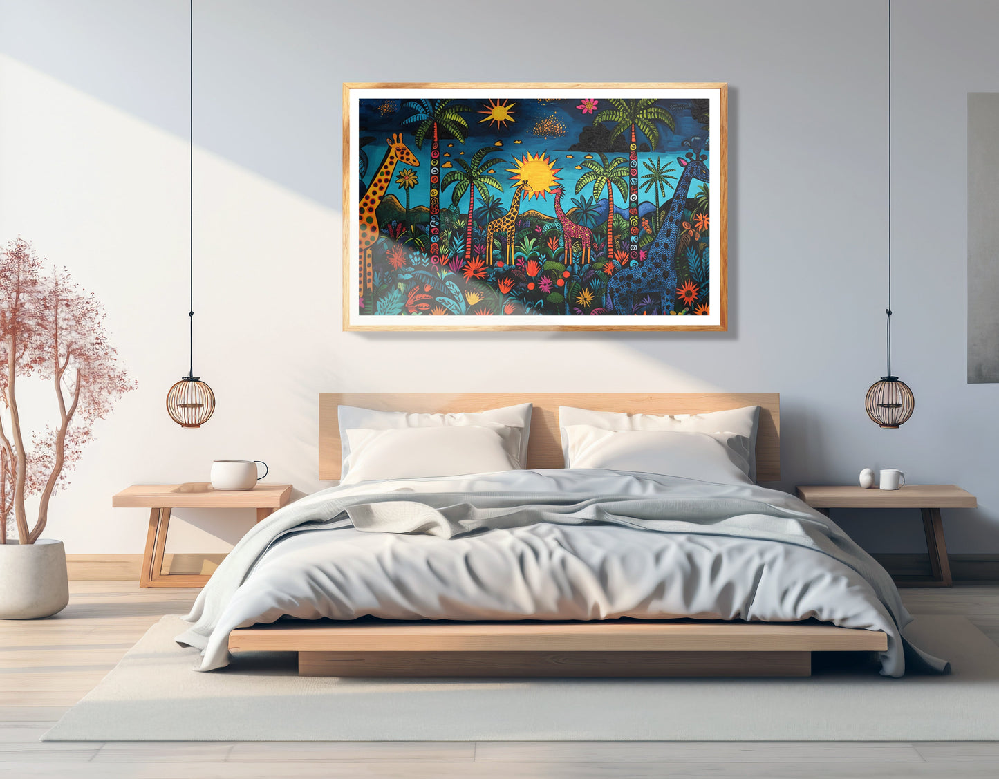 Giraffe Palm Tree Safari Caribbean wall art view 75