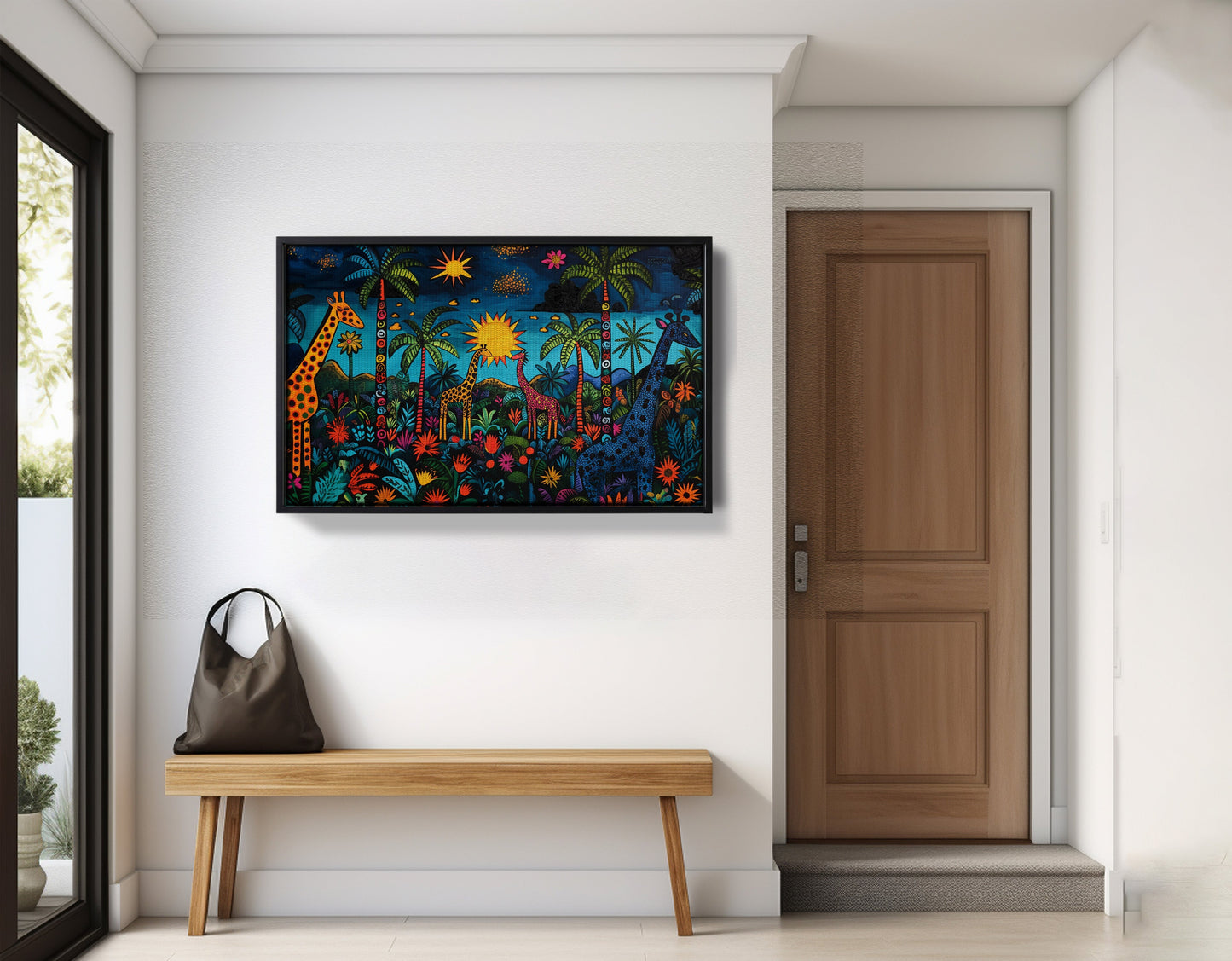 Giraffe Palm Tree Safari Caribbean wall art view 29