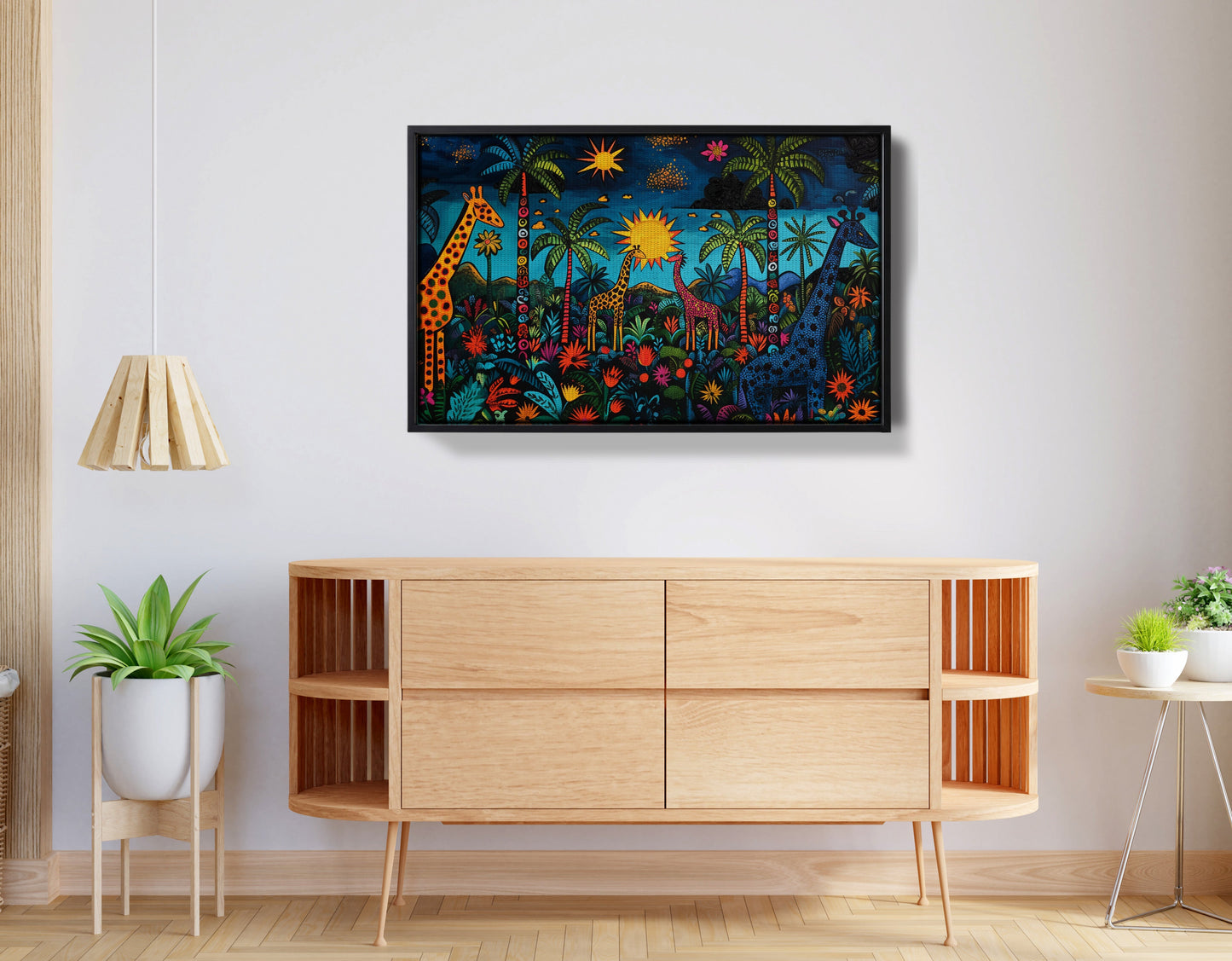 Giraffe Palm Tree Safari Caribbean wall art view 26