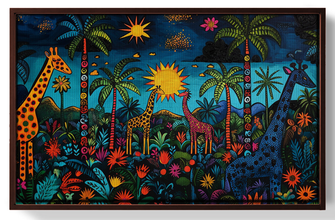 Giraffe Palm Tree Safari Caribbean wall art view 31