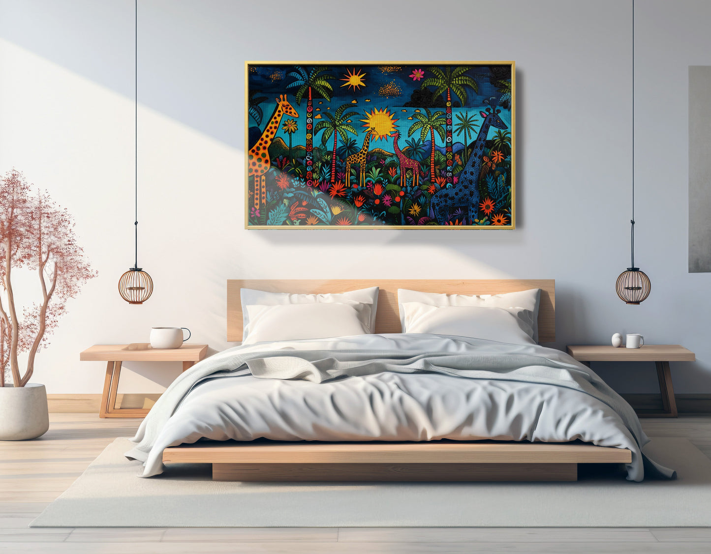 Giraffe Palm Tree Safari Caribbean wall art view 39