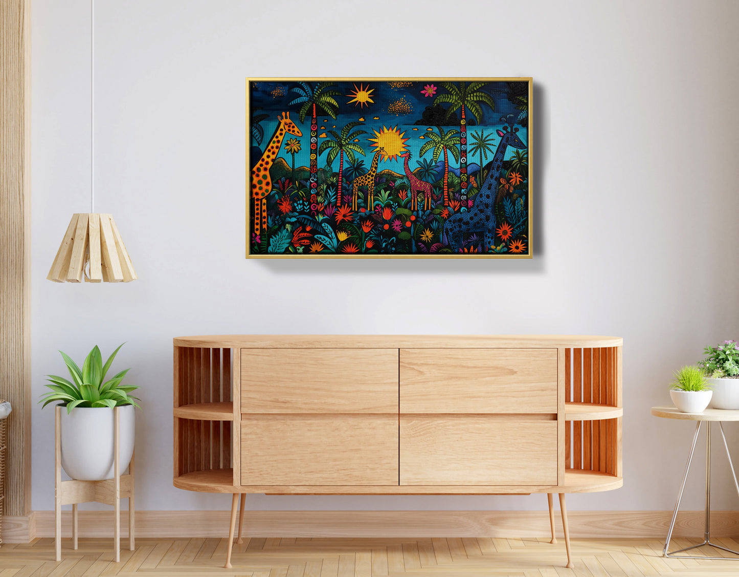 Giraffe Palm Tree Safari Caribbean wall art view 38