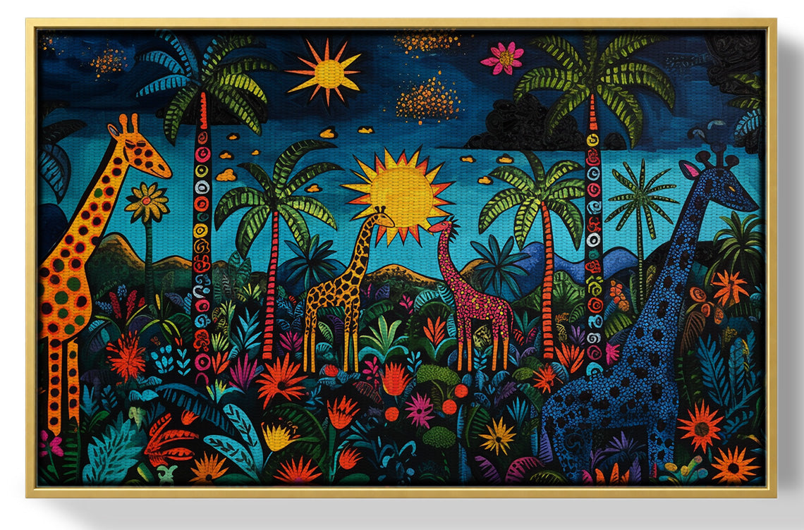 Giraffe Palm Tree Safari Caribbean wall art view 37