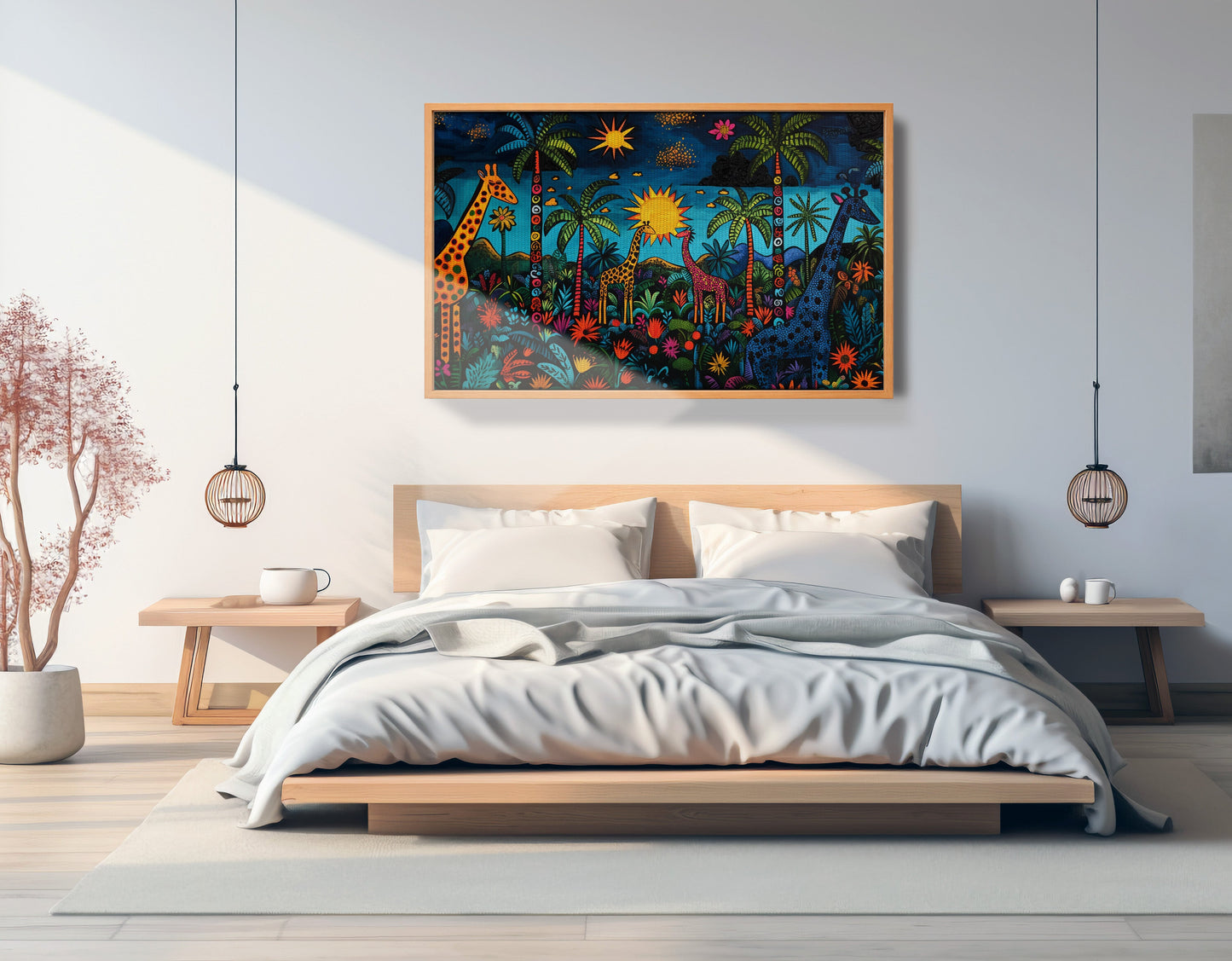 Giraffe Palm Tree Safari Caribbean wall art view 45