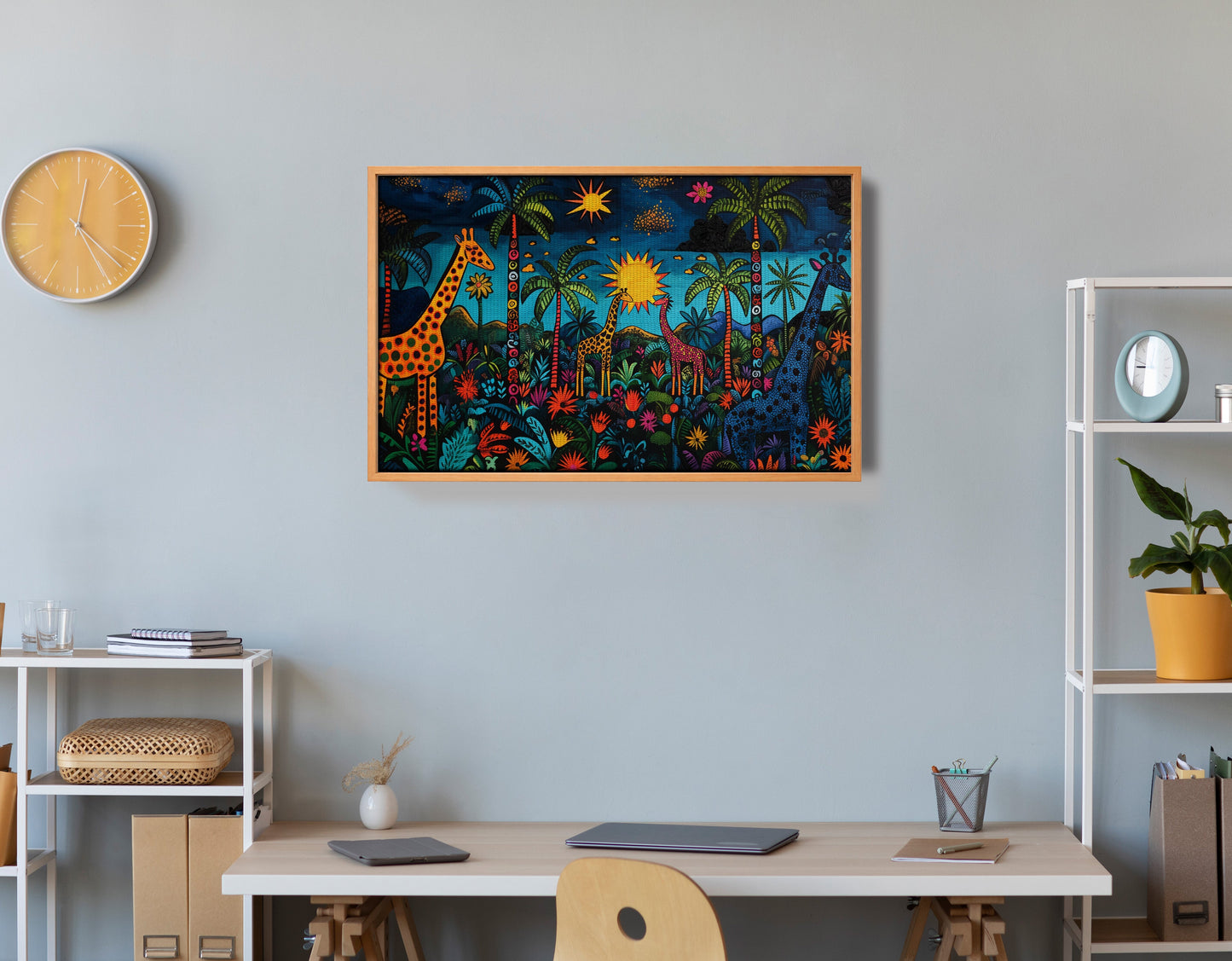 Giraffe Palm Tree Safari Caribbean wall art view 48
