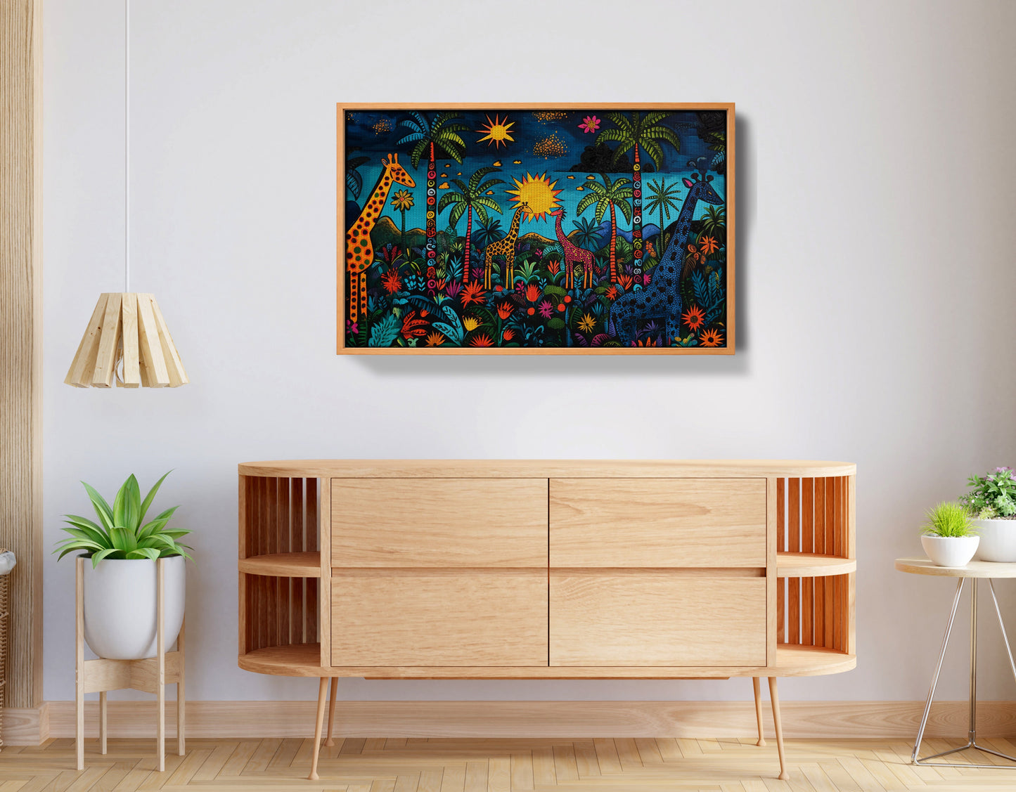 Giraffe Palm Tree Safari Caribbean wall art view 44