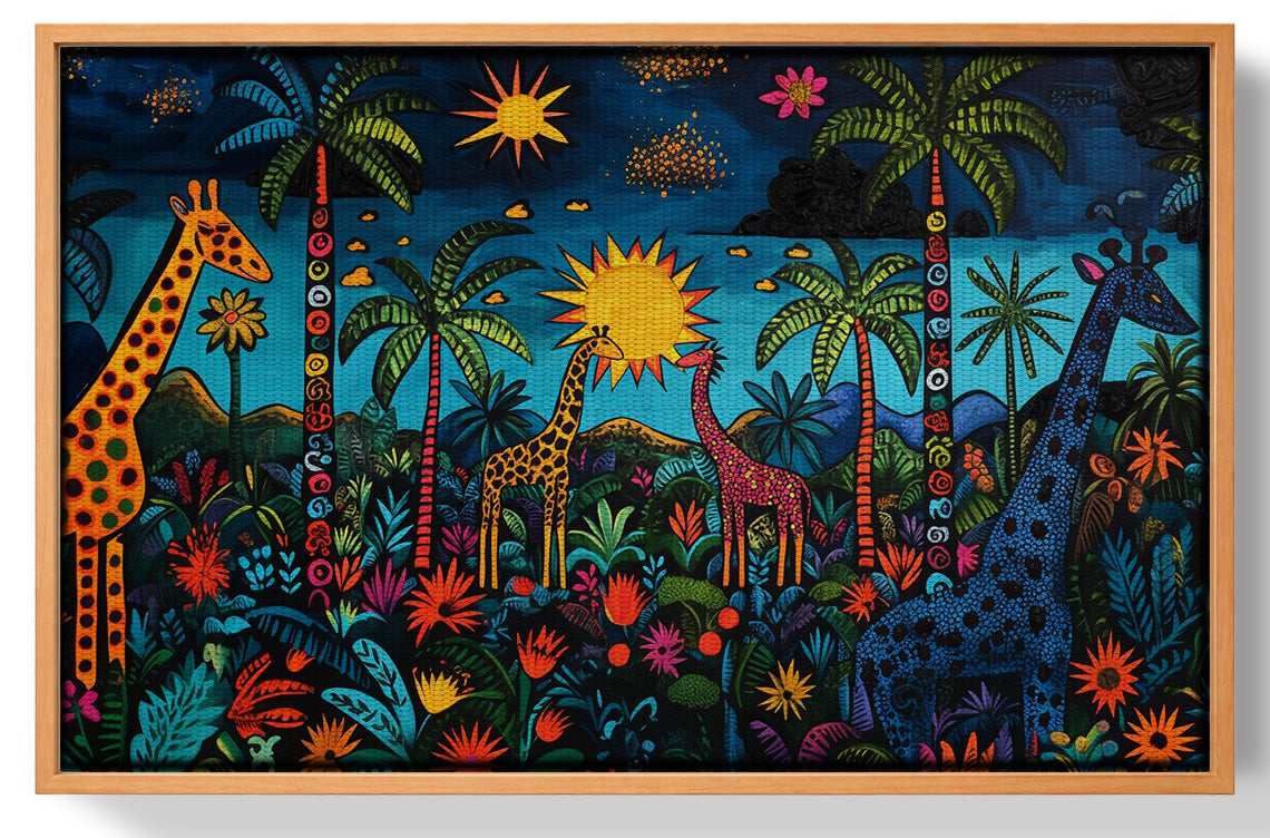 Giraffe Palm Tree Safari Caribbean wall art view 43