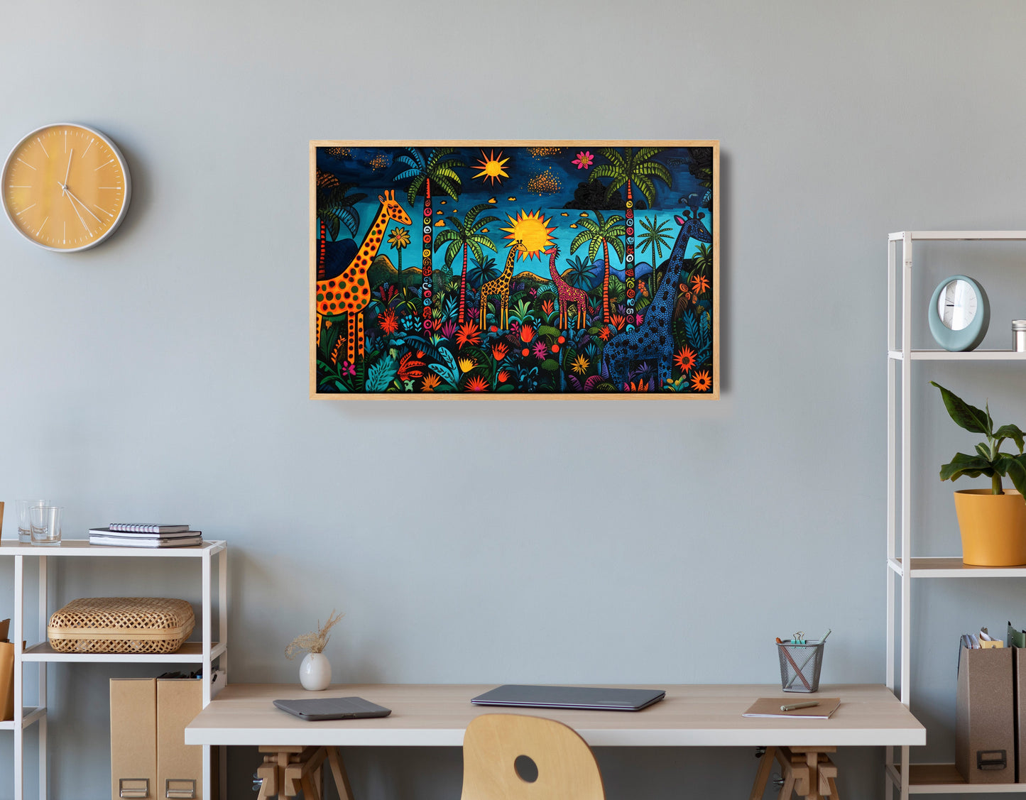 Giraffe Palm Tree Safari Caribbean wall art view 54