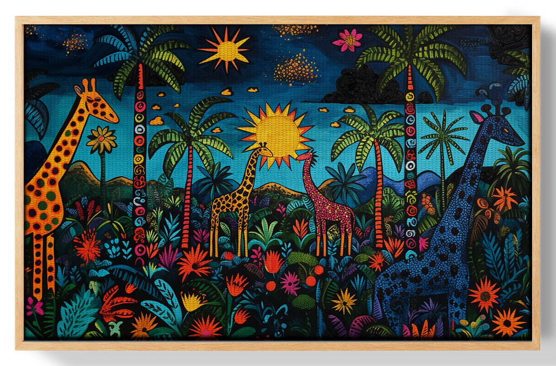 Giraffe Palm Tree Safari Caribbean wall art view 49