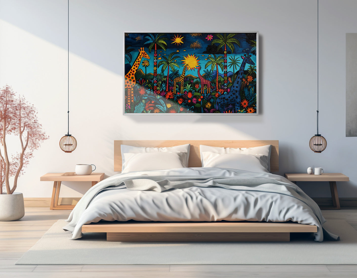 Giraffe Palm Tree Safari Caribbean wall art view 57