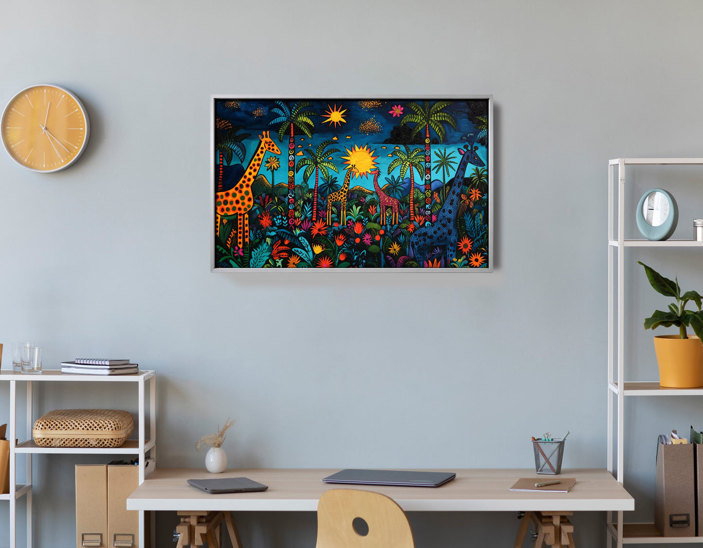 Giraffe Palm Tree Safari Caribbean wall art view 60