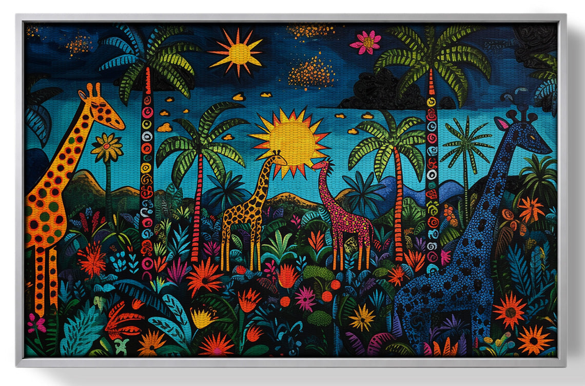 Giraffe Palm Tree Safari Caribbean wall art view 55