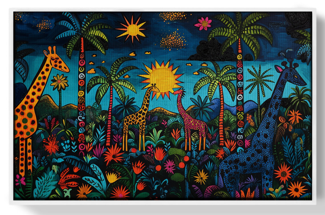 Giraffe Palm Tree Safari Caribbean wall art view 61