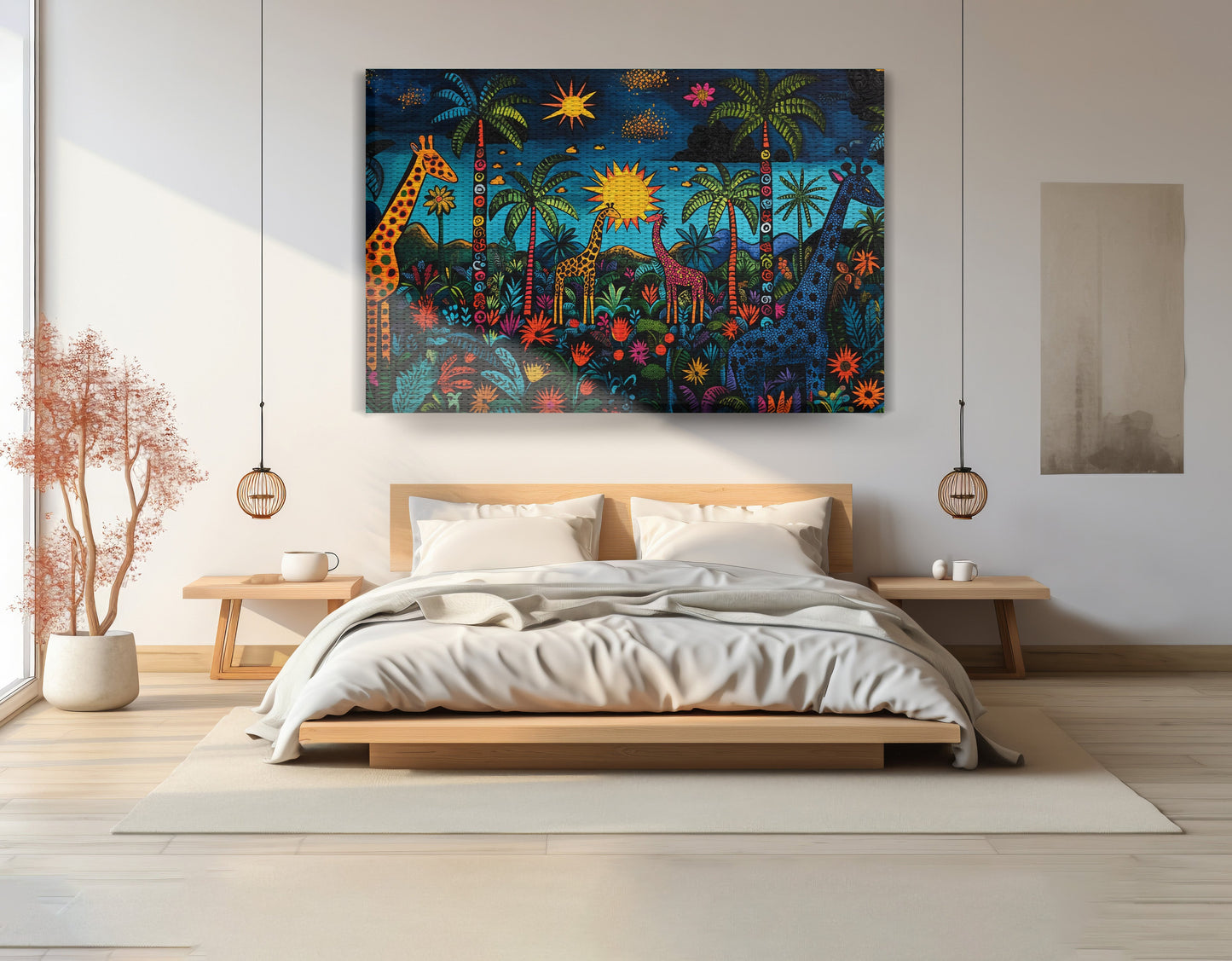 Giraffe Palm Tree Safari Caribbean wall art view 15