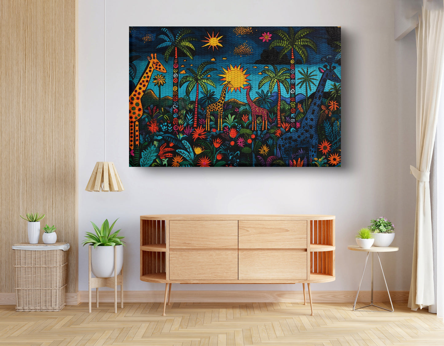 Giraffe Palm Tree Safari Caribbean wall art view 14