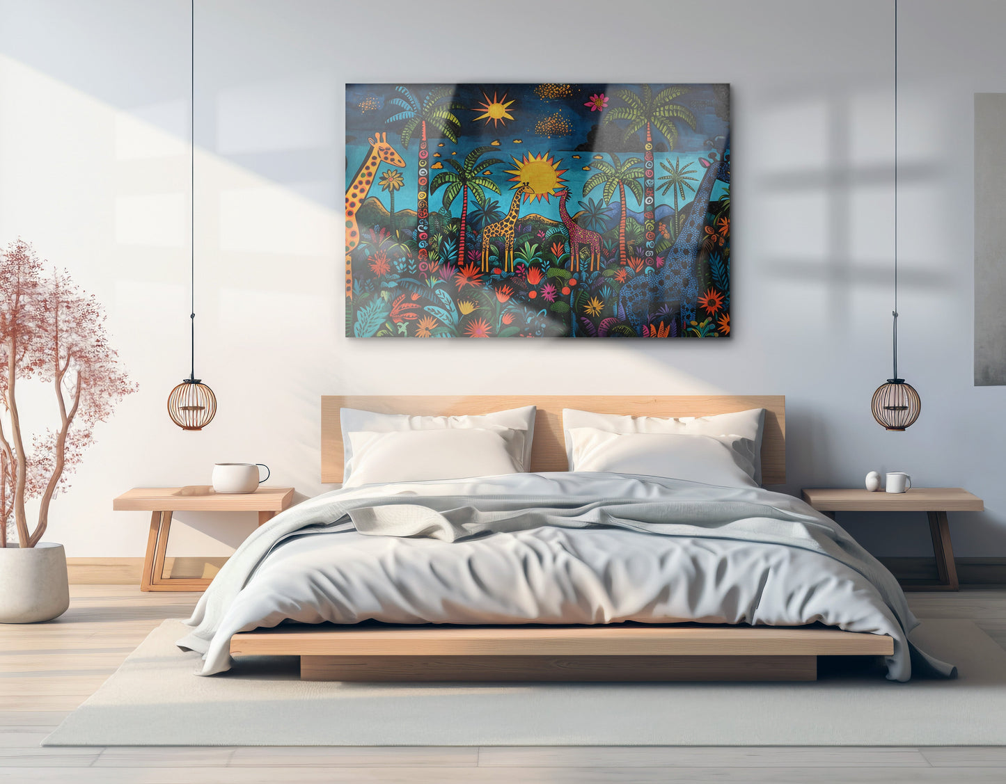 Giraffe Palm Tree Safari Caribbean wall art view 21
