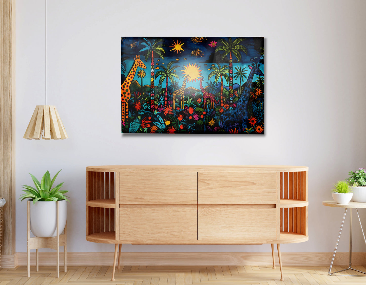 Giraffe Palm Tree Safari Caribbean wall art view 20