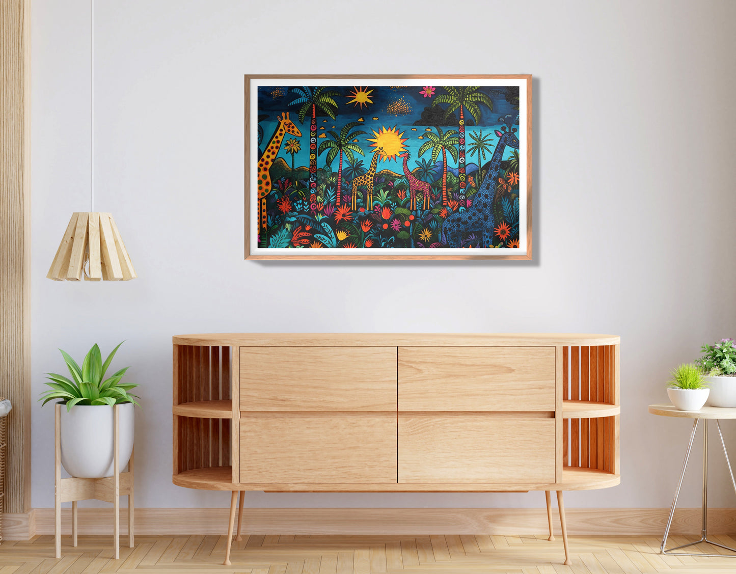 Giraffe Palm Tree Safari Caribbean wall art view 80