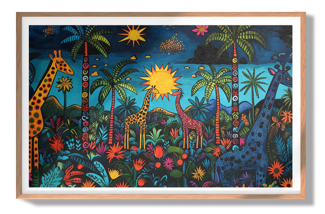 Giraffe Palm Tree Safari Caribbean wall art view 79