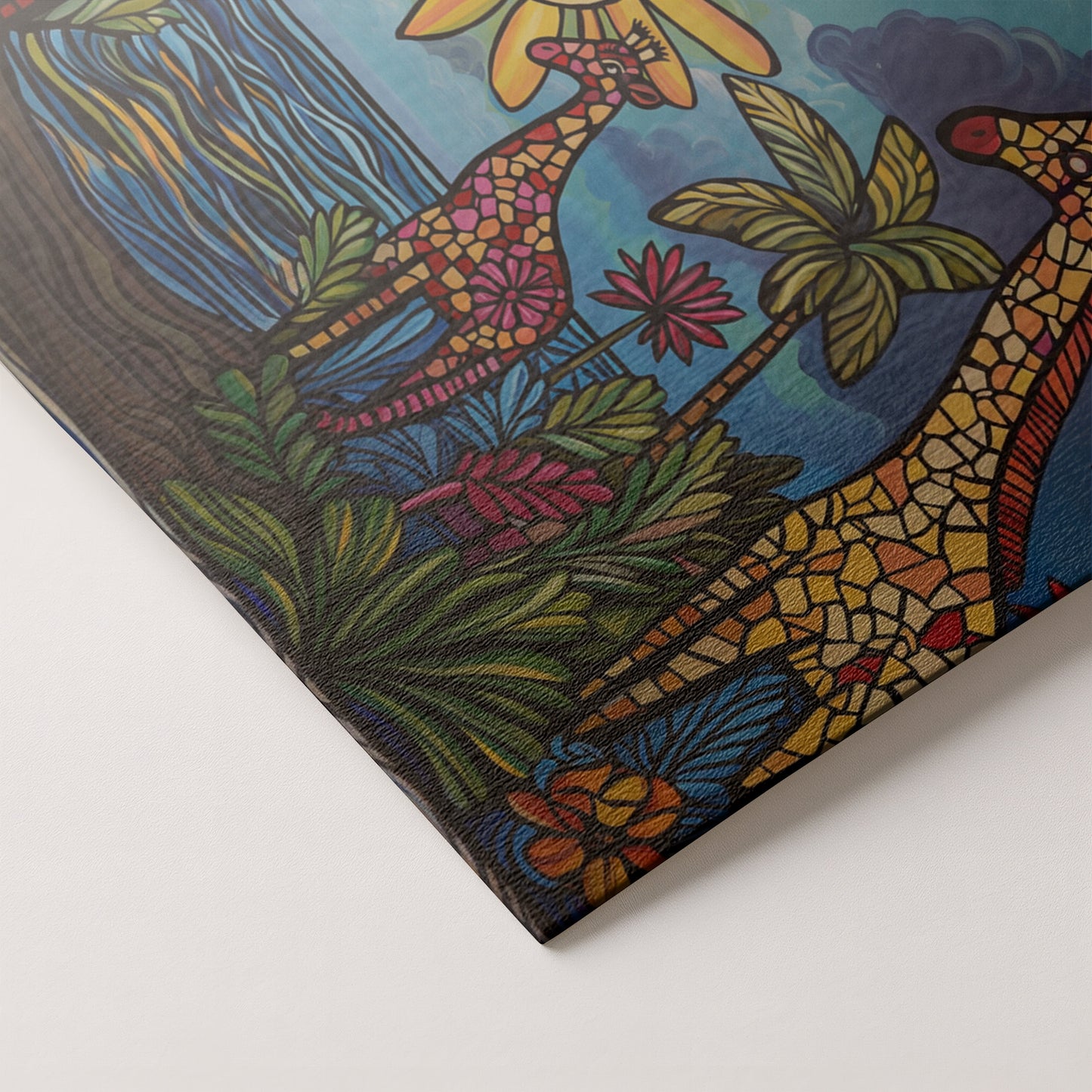 Giraffe Sunburst Safari Black Caribbean wall art artwork by MoomZee Artwork