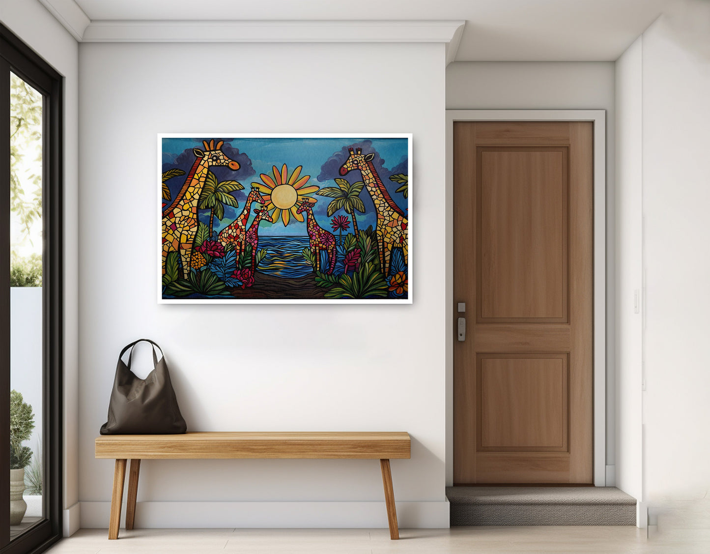 Giraffe Sunburst Safari Black Caribbean wall art home decor view