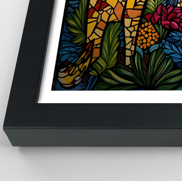 Giraffe Sunburst Safari Black Caribbean wall art view 70