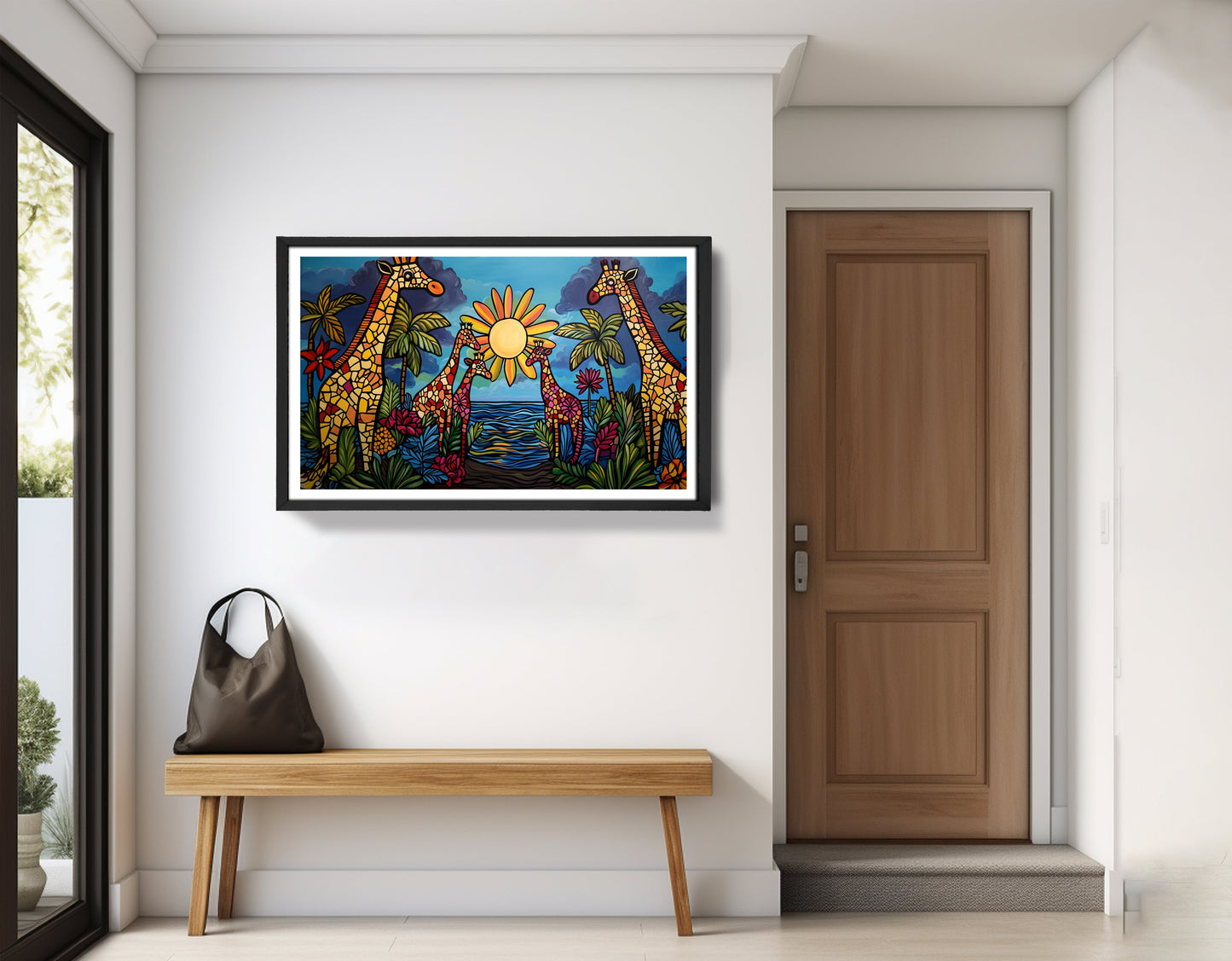 Giraffe Sunburst Safari Black Caribbean wall art view 71