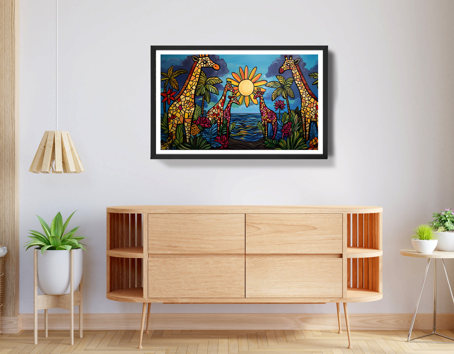 Giraffe Sunburst Safari Black Caribbean wall art view 68