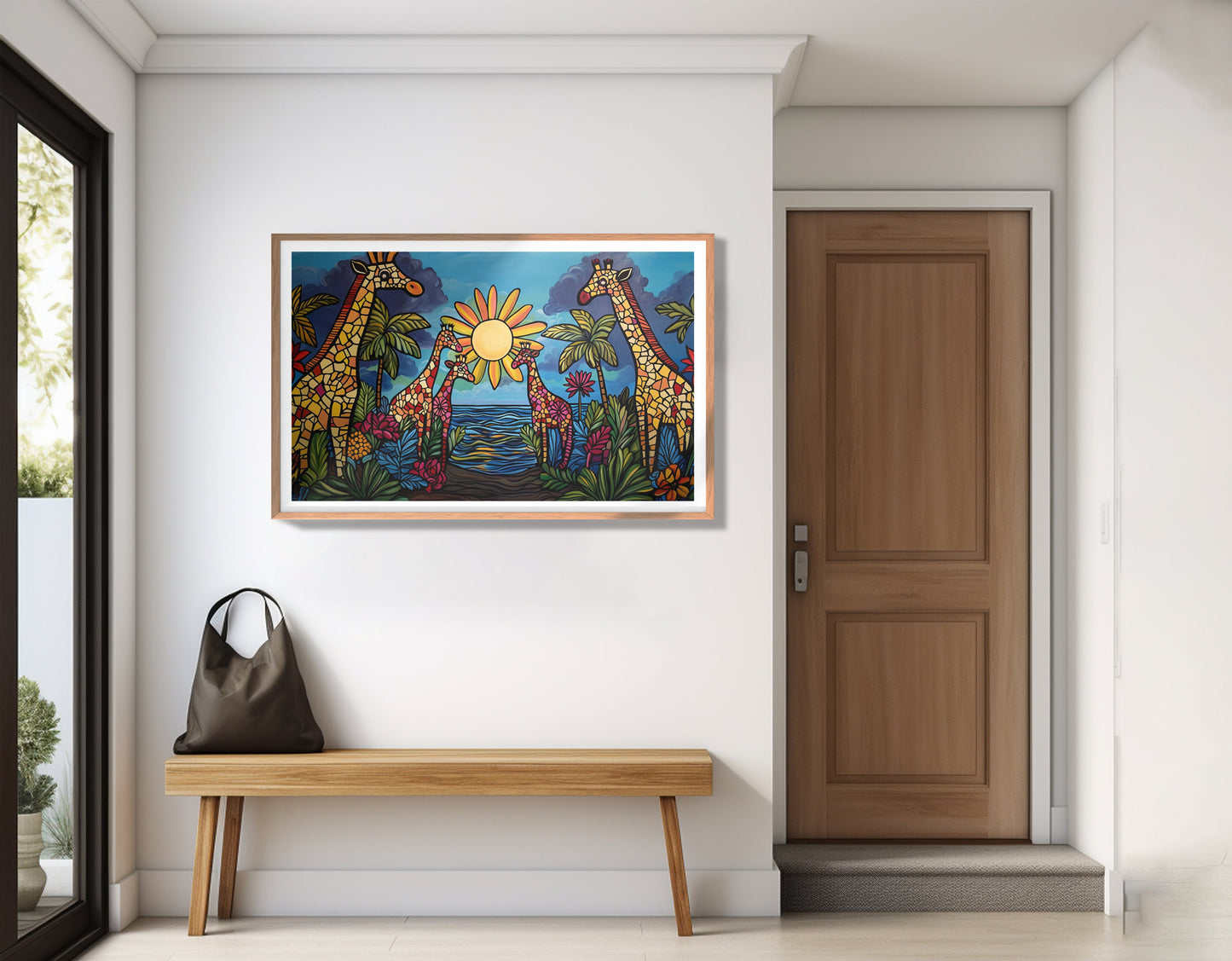Giraffe Sunburst Safari Black Caribbean wall art view 83