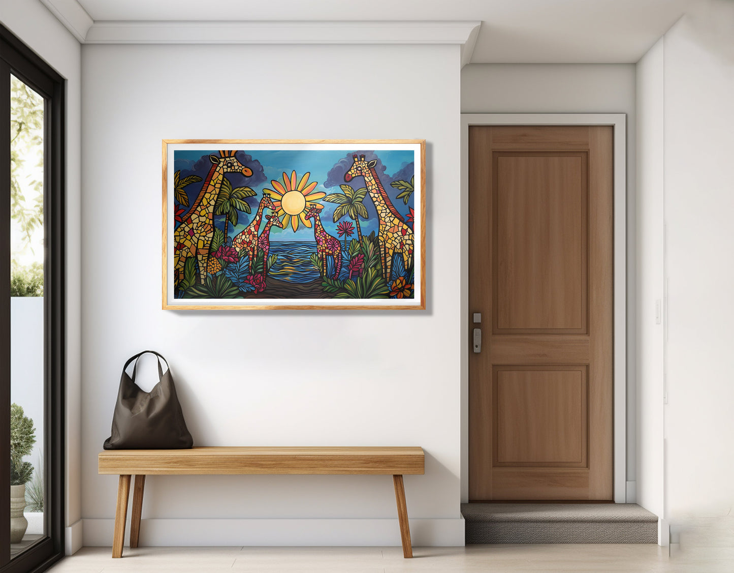 Giraffe Sunburst Safari Black Caribbean wall art view 77