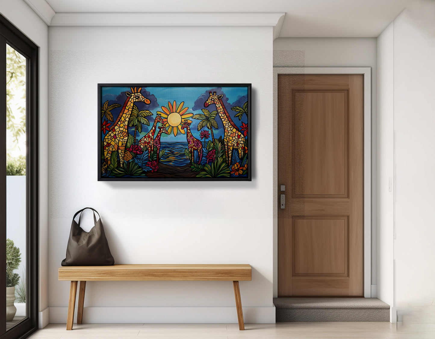 Giraffe Sunburst Safari Black Caribbean wall art view 29
