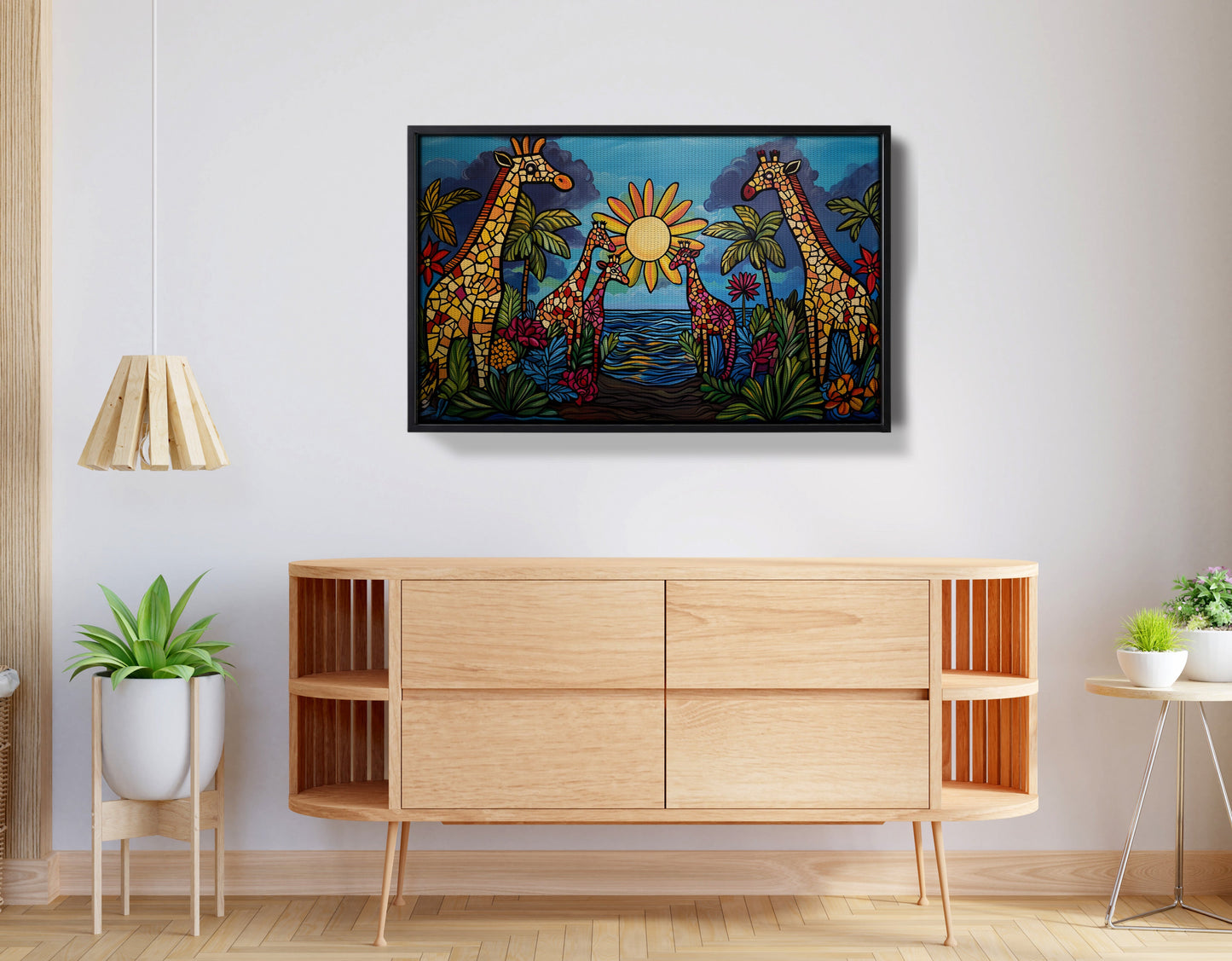 Giraffe Sunburst Safari Black Caribbean wall art view 26