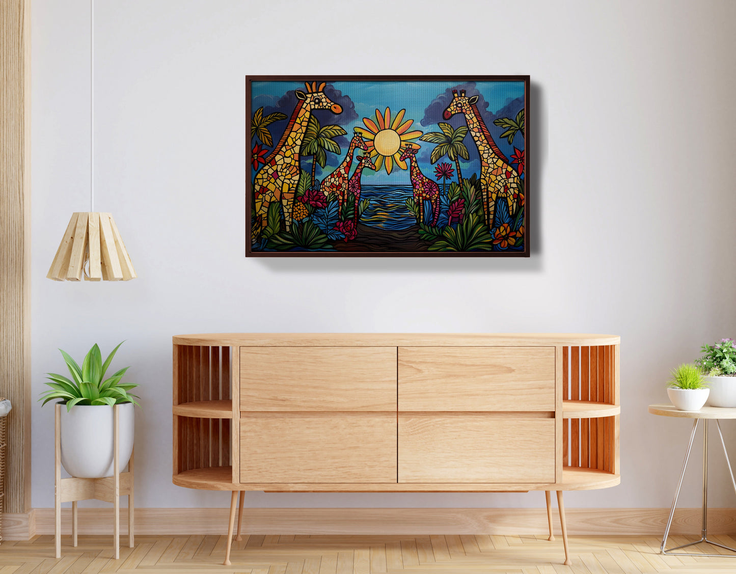 Giraffe Sunburst Safari Black Caribbean wall art view 32