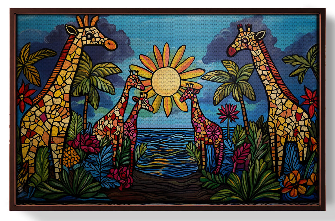 Giraffe Sunburst Safari Black Caribbean wall art view 31