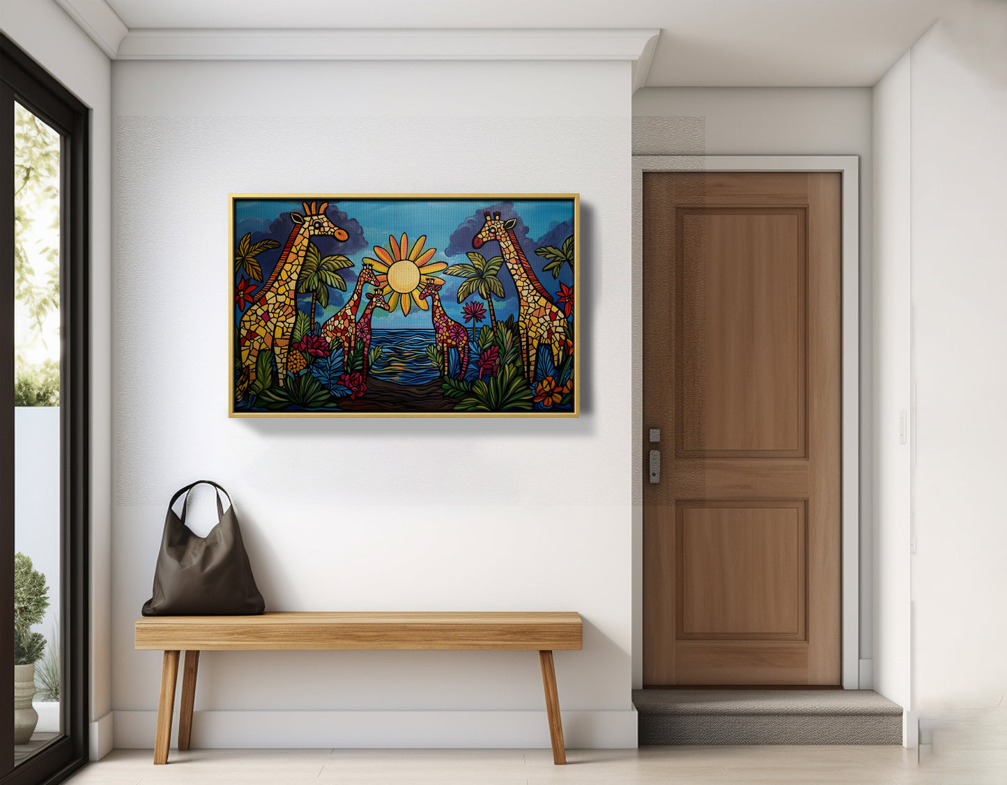 Giraffe Sunburst Safari Black Caribbean wall art view 41