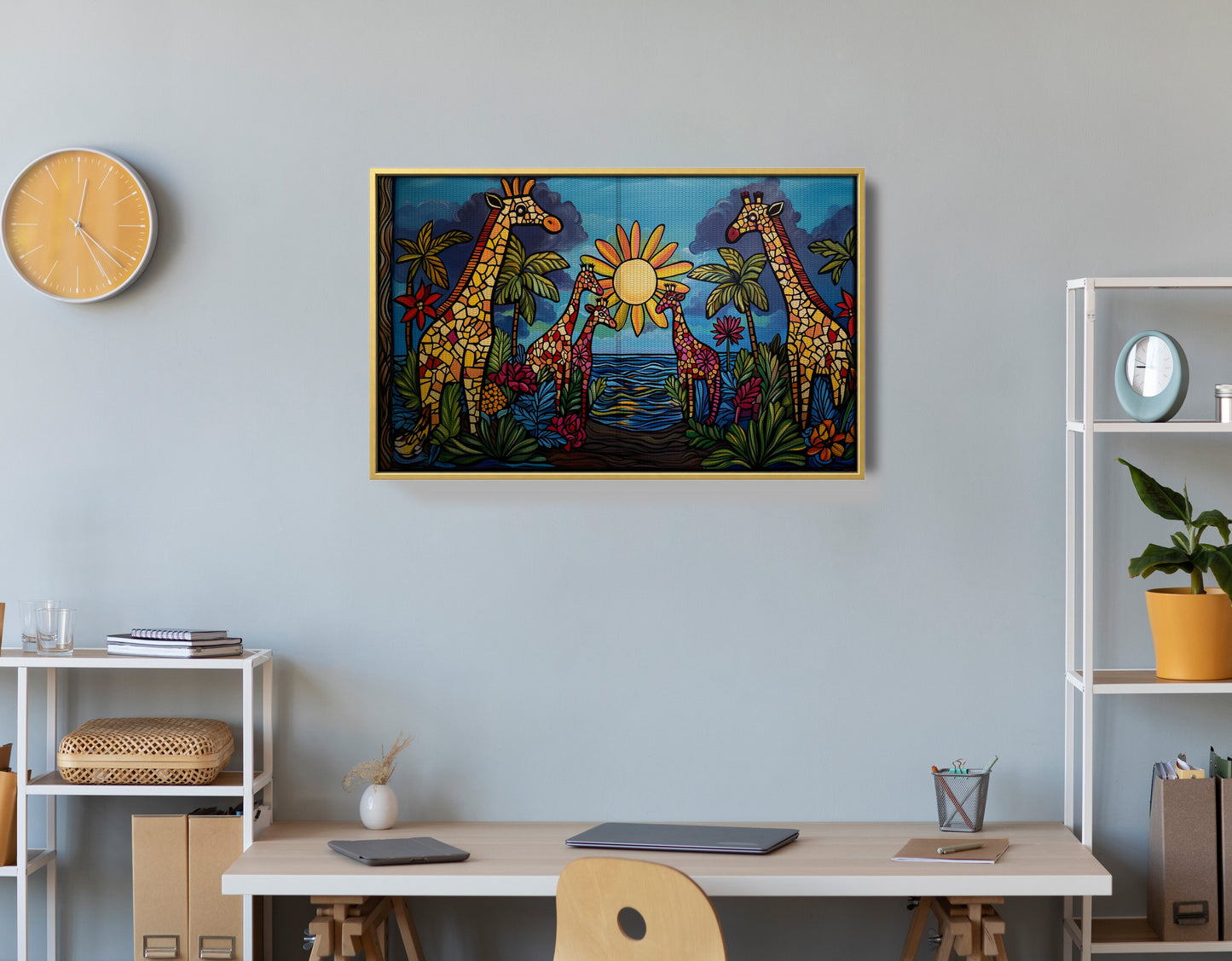 Giraffe Sunburst Safari Black Caribbean wall art view 42