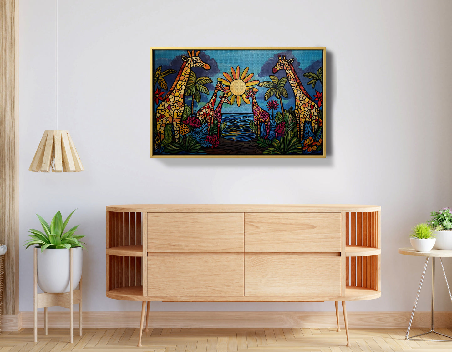 Giraffe Sunburst Safari Black Caribbean wall art view 38