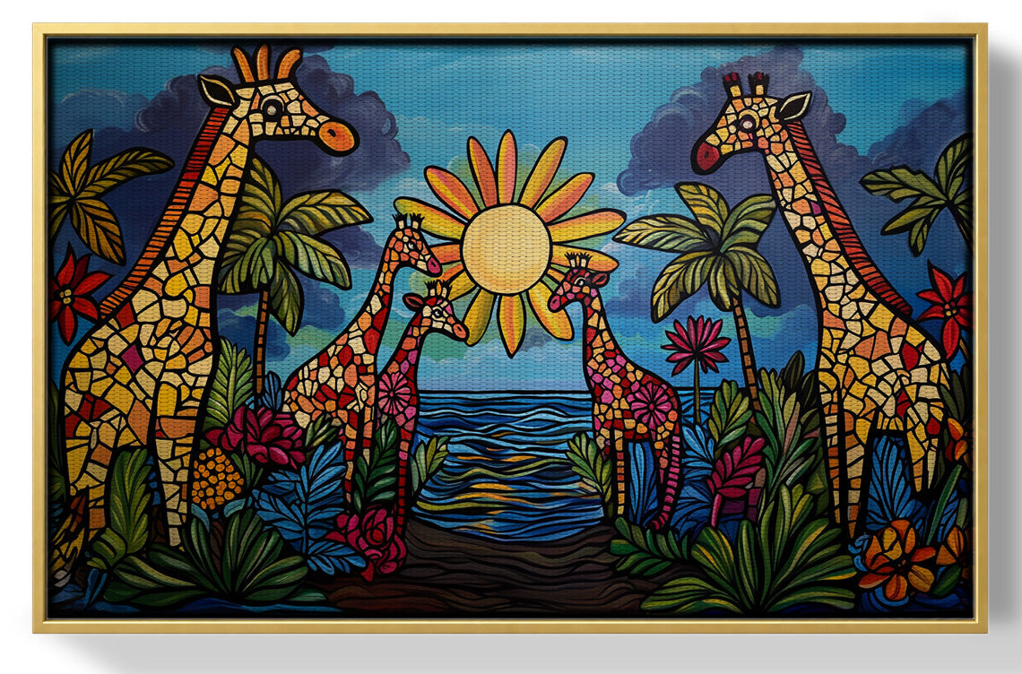 Giraffe Sunburst Safari Black Caribbean wall art view 37