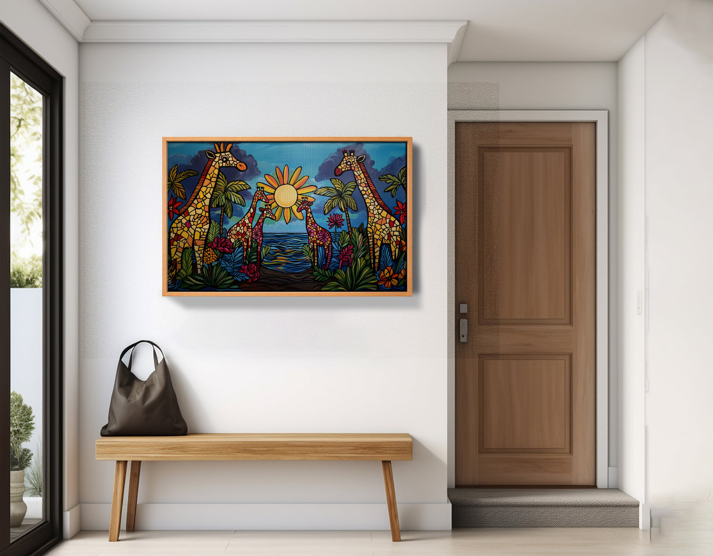 Giraffe Sunburst Safari Black Caribbean wall art view 47