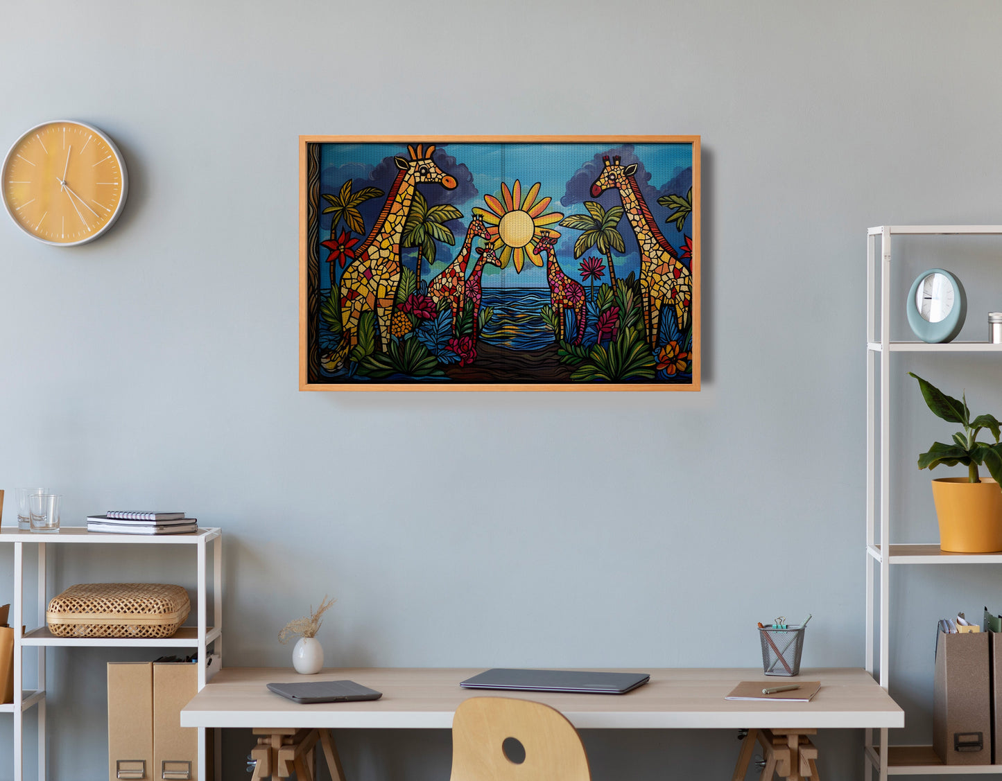 Giraffe Sunburst Safari Black Caribbean wall art view 48