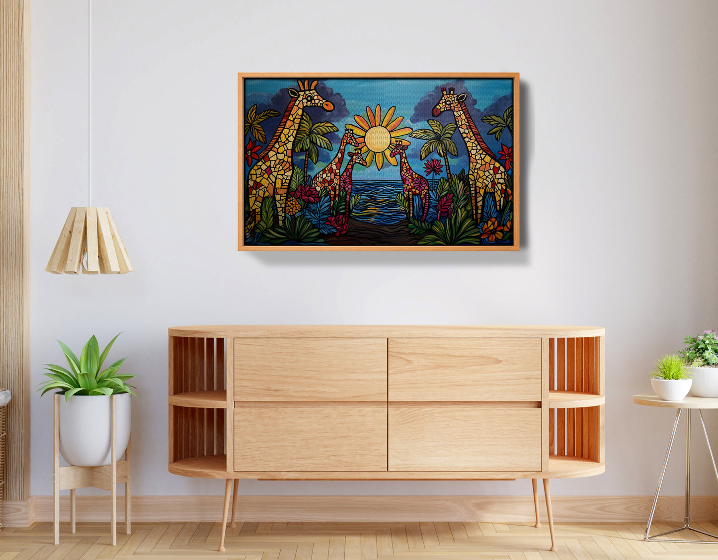 Giraffe Sunburst Safari Black Caribbean wall art view 44
