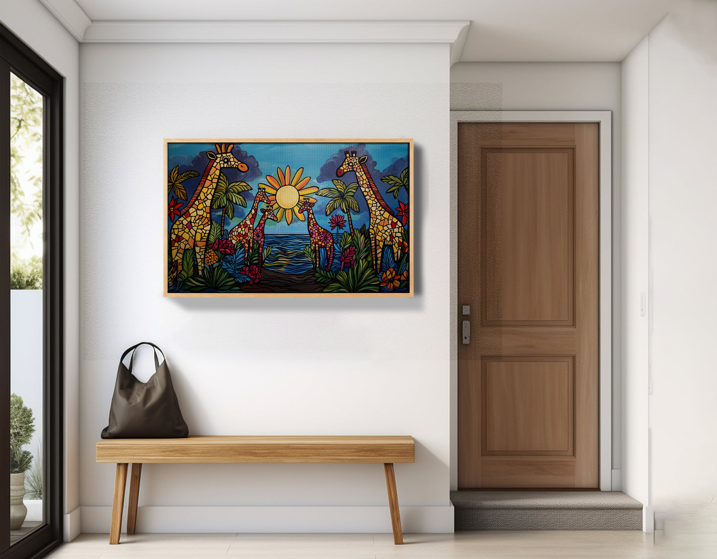 Giraffe Sunburst Safari Black Caribbean wall art view 53