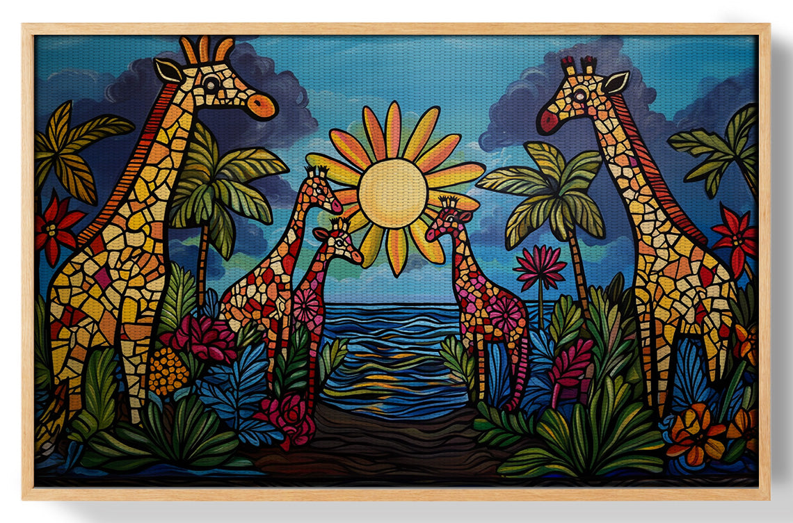 Giraffe Sunburst Safari Black Caribbean wall art view 49