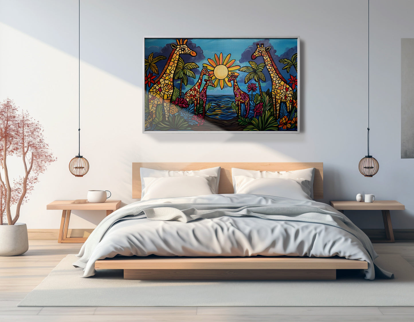 Giraffe Sunburst Safari Black Caribbean wall art view 57