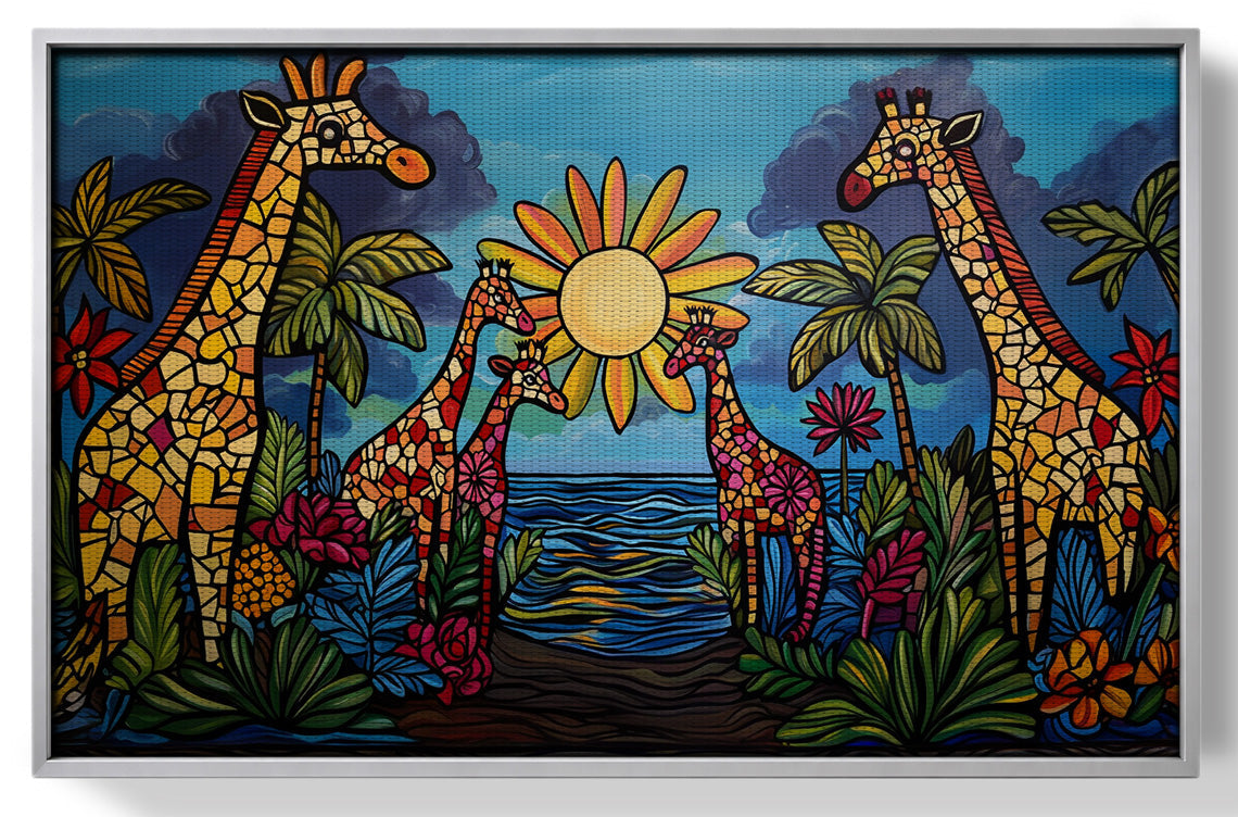 Giraffe Sunburst Safari Black Caribbean wall art view 55